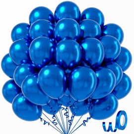 Awenztech Metallic Blue Balloons 12 inch, Chrome Blue Latex Balloons 50pcs Party Balloons for Graduation Christening Baby Shower Birthday Party Decorations