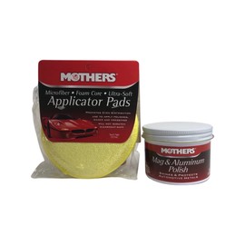 Mothers Polish Bundle - 10oz Mag & Aluminum Polish for Aluminum, Stainless Steel, Brass with Mothers Microfiber Applicator Pads