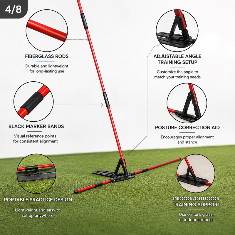 Golf Swing Alignment Trainer for Practice – Adjustable Fiberglass Rod