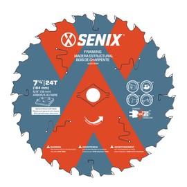 SENIX 7-1/4 Inch Circular Saw Blade, 24-Tooth, Framing and Wood Cutting Blade (AUCS-0004)
