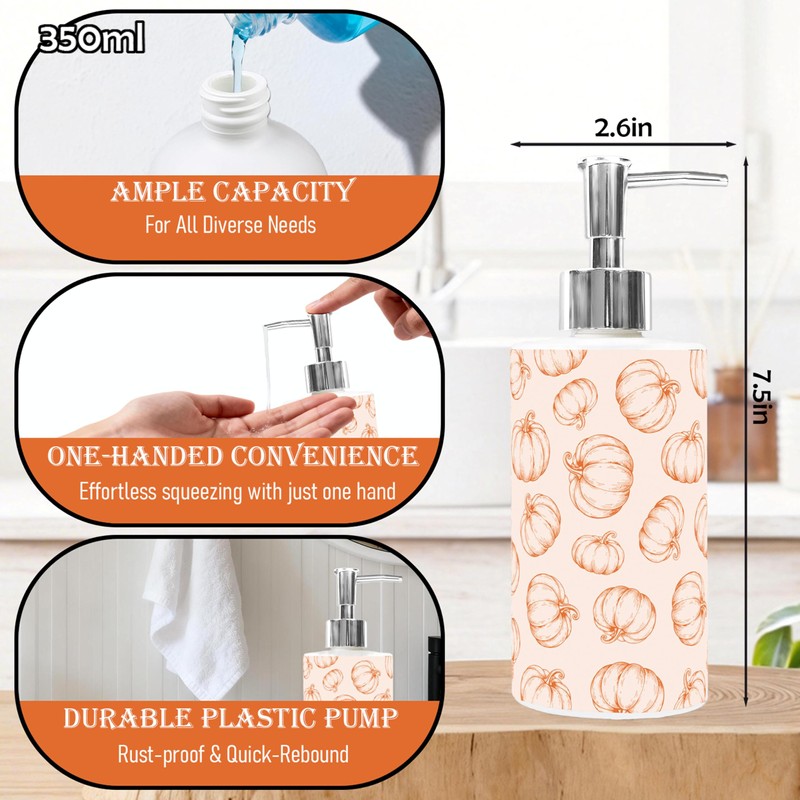 Fall Soap Dispenser with Pump Pumpkin Maple Leaf Bathroom Decor