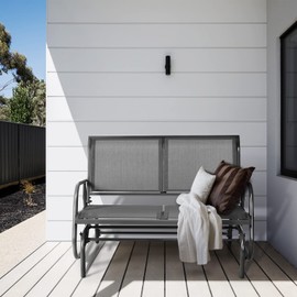 Tangkula 2 Person Patio Glider, Outdoor Swing Bench, Rocker Glider Loveseat Chair with Heavy-Duty Steel Frame, Breathable Seat Fabric, Rocking Lounge Chair for Poolside, Garden, Backyard, Porch (Gray)