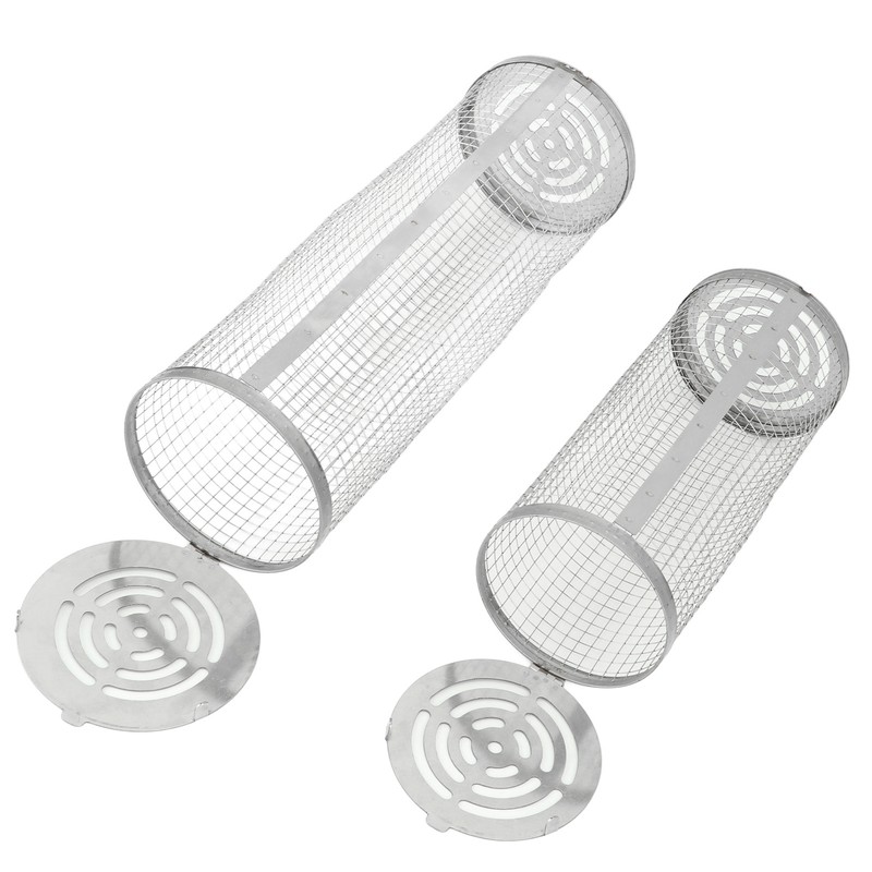 2PCS BBQ Net Tube Stainless Steel Barbecue Grill Basket Rolling