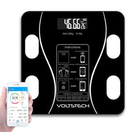 Bluetooth Body Fat Scale Auto Monitor Body Weight, Fat, BMI, Muscle Mass, Rechargeable Smart Bathroom Scale Shatterproof Glass, Highly Accurate Digital Body Composition Analyzer with Smartphone App