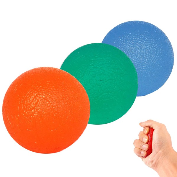 3 x Gel Hand Balls,Grip Strength Trainer Hand Therapy Exercise Balls Finger Wrist for Arthritis Hand Grip Strengthening and Stress Relief