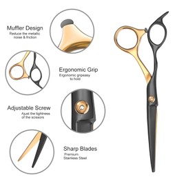 Hairdressing Scissors, Jiasoval 6 Inch Hair Cutting Scissor & Thinning Scissors Hairdressing, Stainless Steel Barber Scissors with Leather Cover, Comb, Hair Clip, Professional Salons Hair Shears Set