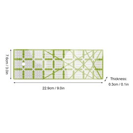 Regla para Acolchar Regla Acrílica de 3 Por 9 Pulgadas con Líneas de Cuadrícula, Regla de Corte de Tela Rectangular Transparente para el Hogar para Acolchar y Coser