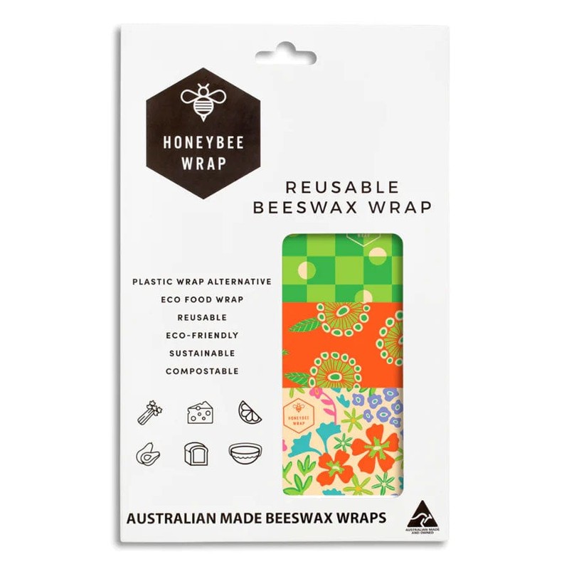 Honeybee Beeswax Food Wraps - Set Of 3 (S, M,