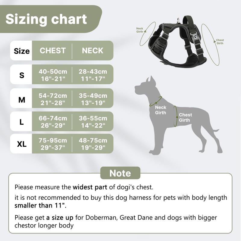 Belababy Large Dog Harness, Anti Pull Dog Harness with Soft