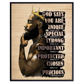 God Says You Are Wall Art - Religious Wall Decor - African American Men - Christian Gifts for Men - Scripture Wall Decor - God Wall Art - African American Wall Art for Men - Motivational Bible Verses