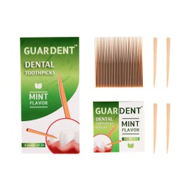 Guardent Dental Toothpicks and Biodegradable Woodsticks Plaque Remover Fresh Effect - Mint Flavor 2 Packs of 4x30 Picks/Pack (240 Picks)