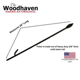 Woodhaven Heavy Duty Poker Made in The USA - Great for Outdoor Fire Pits - Indoor Fireplaces - Lifetime Structural Warranty - 36 Inches Long 3/8 Inch Solid Steel Rod. Black Powder Coat Finish.