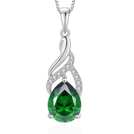 Vesitim Twisted Necklace 925 Sterling Silver Infinity Pendant Teardrop Created Emerald Jewelry Gift for Women