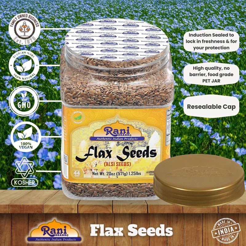 Rani Flax Seeds Whole Raw (Alsi, Linum usitatissimum) 20oz (567g)