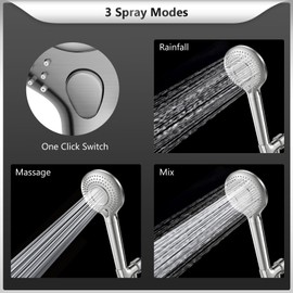 FEELSO Filtered Shower Head with Handheld, High Pressure 3 Spray Mode Showerhead with 15 Stage Water Softener Filters Beads for Hard Water - Remove Chlorine - Reduces Dry Itchy Skin, Brushed Nickel