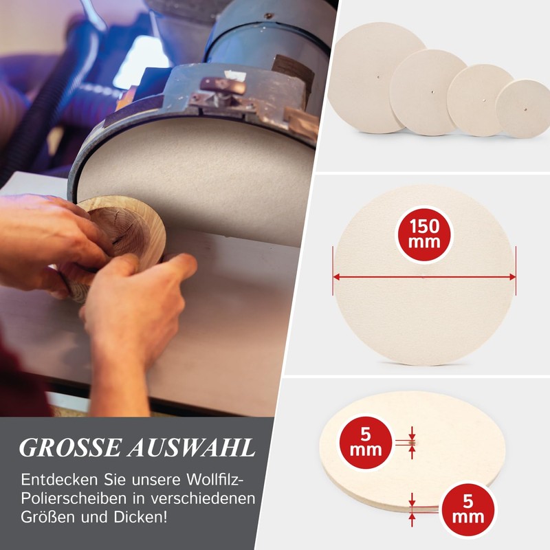Polishing Wheel for Felt Sanding Block (95% Wool) with Hole,