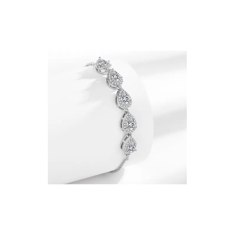 Pulsera Plata 925 Con Moissanitas Elegancia Ajustable Regalo