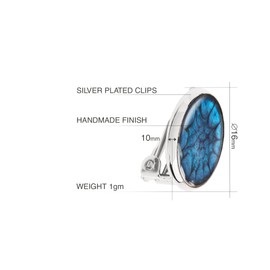 Handmade Comfortable Small Round Clip on Earrings - Non Pierced Ears for Women (Painted Blue Dark Silver)