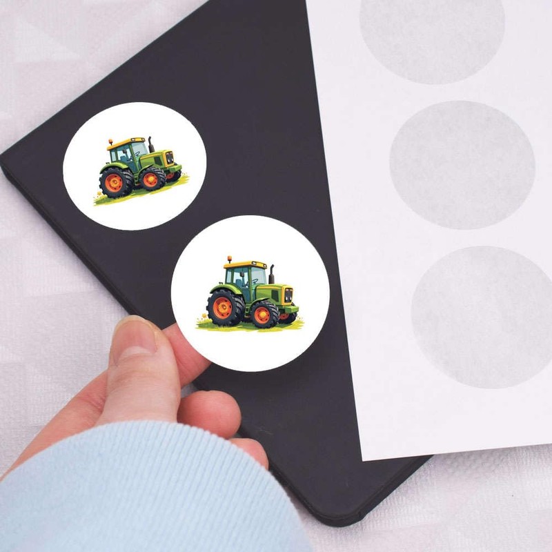 24 x 40mm Round 'Green Tractor' Stickers (SK00069530)