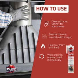 Kraken Bond High Temperature Black Fireplace Sealant 2732°F - (2x10.1oz.) Fire Resistance Up to 2732°F, High Temp Fire Caulk for Ovens, Stoves, Chimneys - Fast Dry, Paintable, Non-Flammable, 2 Pack