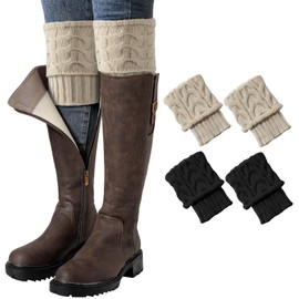 2 Pairs Boot Socks for Women - Crochet Knitted Boot Cuffs, Winter Warm Boot Cuffs, Womens Short Leg Warmers Boot Topper Socks