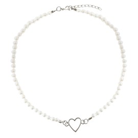 Healeved Pearl Clavicle Chain Love Heart Necklace for Women Vintage Hollow Design Elegant Neck Accessory Fashion Lovers Workmanship