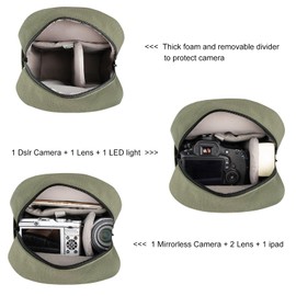 TULLIO Small Camera Bag Crossbody Nylon Sling Bag Purse Waterproof Dslr Bag Compatible with Nikon Sony for Men and Women Ash green