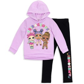 L.O.L. Surprise! Roller Sk8er Daring Diva Fierce Big Girls Pullover Fleece Hoodie and Leggings Outfit Set Purple 18-20