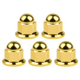 Ruifu 5pcs Titanium Nuts M6 M8 M10 Dome Head Flange Nuts for Bike Motorcycle (M10 Pitch1.25, Gold)