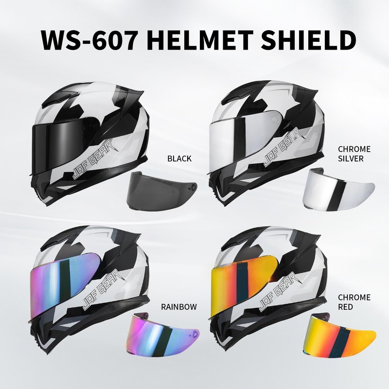 JQF Gear WS-607 Full Face Motorcycle Helmet Visor Shield Replacement