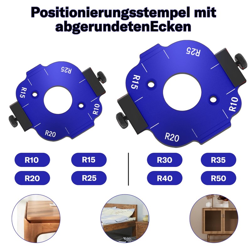 Set of 2 Router Jig Radius Template R10-R50 with Trimming