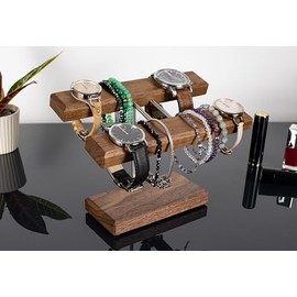 Uhrenhalter aus Nussbaumholz ‚Äì Handgefertigter Schmuckst√§nder f√ºr Armbanduhren & Armschmuck ‚Äì Edler Uhrenst√§nder mit Edelstahl ‚Äì Hochwertige Verarbeitung ‚Äì