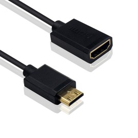 Duttek Mini HDMI to HDMI Cable, HDMI to Mini HDMI Coiled Cable, Mini HDMI Male to HDMI Female Adapter Cable, Support 1080P Full HD, 3D for Camera, Camcorder, Laptop, Projector etc 6ft