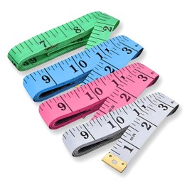 FM Mart Cinta métrica, regla suave para perder peso corporal, tela de costura a medida de vinilo, regla de doble escala de 60 pulgadas, rosa, azul, verde, blanco (paquete de 4 unidades)