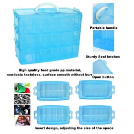 DJUNXYAN 3-Tier 30 Sections Transparent Stackable Adjustable Compartment Slot Plastic Craft Storage Box Organizer For Toy Desktop Jewelry Accessory Drawer Or Kitchen 4 Colors 3 Sizes (Large White)