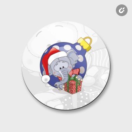 Unbranded Christmas Elephant Gift Animal | 4'' X 4'' Round Decorative Magnet