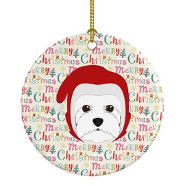 Caroline's Treasures WDK1480CO1 Westie Merry Christmas Ceramic Ornament, 3 in, Multicolor