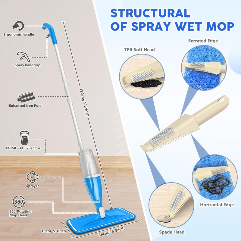 Spray Mop for Hardwood Floors Cleaning: Microfiber Wet Dry Floor