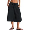 Panadila Womens Summer Wide Leg Capri Pants Flowy Beach Shorts