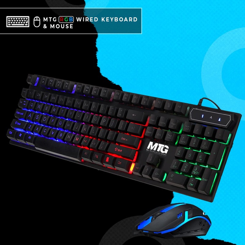 MTG RGB Backlit Mechanical Wired Gaming Keyboard and Mouse, Full