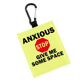 PWHAOO Nervous/Anxious Give Me Space Alert Tag (Yellow, 1 Count, 7.8 cm x 8.8 cm, Nylon, Compact, Dog Alert Patches, Medical Tags for Dogs)