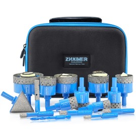 Diamond Tile Hole Saw Kit - ZNXIMER Porcelain Tile Drill Bits Set for Ceramic, Granite, Marble and More Drilling - 16pcs Diamond Core Drill Bits Set(6/8/10/12/20/25/28/32/35/38/45/50/65MM/2/6/10MM)