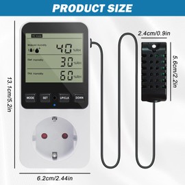 Humidity Regulator - Hygrostat Socket with Sensor, Temperature Controller Socket 230 V, Temperature Switch with Alarm, Digital Hygrostat Humidity Controller for Dehumidifier, Mushroom Terrarium