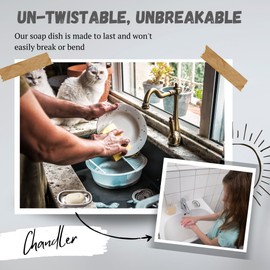 Chandler Soap Dish | Stainless Steel Soap Holder - Anti Rust, Sponge Holder for Kitchen Sink - Soap Saver (Heavy 3.7, L 5" W 4" D 0.8")