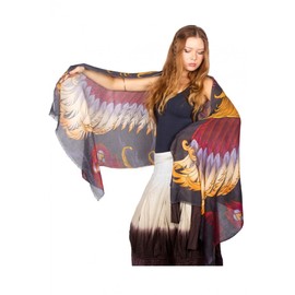 Phoenix Wings Bird feathers Hand Painted and Digitally Printed Pure Cotton Shawl Scarf