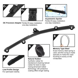 26"+19" Sprayer Wiper Blades Automotive Front Windshield Wipers Replacement for Volvo XC60 II T8 Luxury 2018-2024,With heating Easy DIY Install with 1 Pcs Car Wash Towel