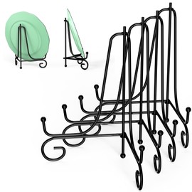 Tnnluku 8 Inch 4 Pack Iron Display Stand, Metal Easel Stand for Picture Frame, Black Wire Iron Easel Plate Holder Dish Stand for Displaying Pictures, Decoration Plates, Books Dishes and Arts