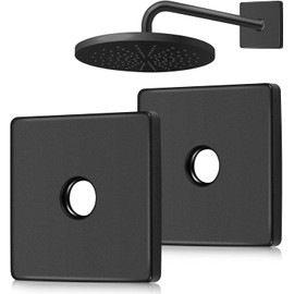 3.5 Inch Large Shower Arm Flange Square Plumbing Cover Plates Large Size Universal Replacement Escutcheon Cover Plate for Covering Gaps, Holes, Fits All Standard 1/2 Pipes (Black, 1 Pack)