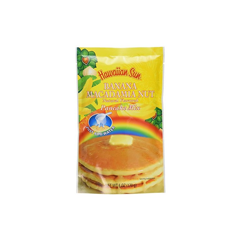 Pancake Mix, 6 Ounce Bag by Hawaiian Sun (Banana Macadamia