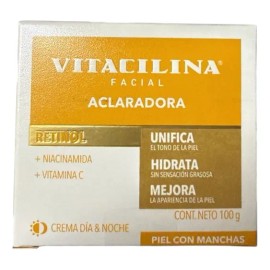 Vitacilina Crema Facial Aclaradora Retinol Uso Día Noche 100g Todo Tipo Piel